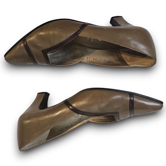 Yves Saint Laurent 1980s Vintage YSL Taupe Leather Pump Heels Size EU 36, US 5.5 - Picture 5 of 10
